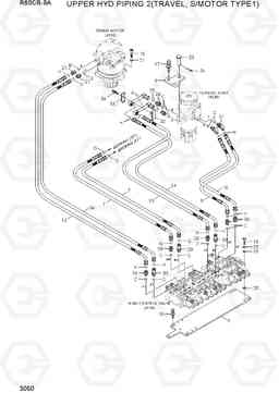 3050 UPPER HYD PIPING 2 (TRAVEL, S/TYPE 1) R60CR-9A, Hyundai