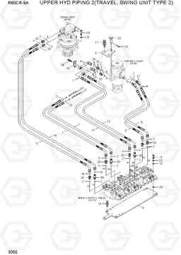 3055 UPPER HYD PIPING 2 (TRAVEL, S/TYPE 2) R60CR-9A, Hyundai