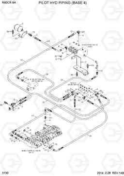 3130 PILOT HYD PIPING (BASE 4) R60CR-9A, Hyundai