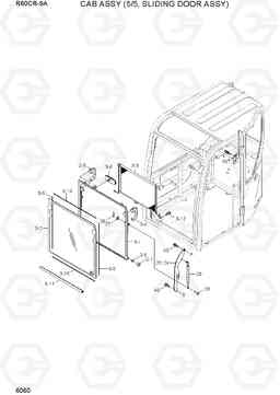 6060 CAB ASSY (5/5, SLIDING DOOR ASSY) R60CR-9A, Hyundai