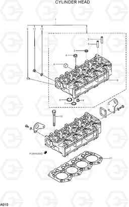 A010 CYLINDER HEAD R75-7, Hyundai