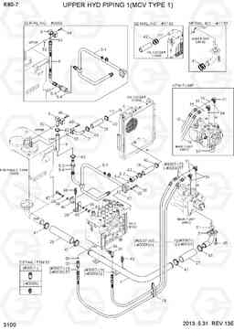 3100 UPPER HYD PIPING 1(MCV TYPE 1) R80-7, Hyundai