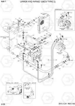 3105 UPPER HYD PIPING 1(MCV TYPE 2) R80-7, Hyundai