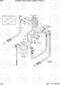 3120 UPPER HYD PIPING 3(MCV TYPE 1) R80-7, Hyundai