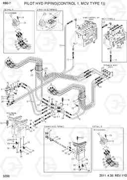 3200 PILOT HYD PIPING(CONTROL 1, MCV TYPE 1) R80-7, Hyundai