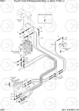 3220 PILOT HYD PIPING(CONTROL 3, MCV TYPE 1) R80-7, Hyundai