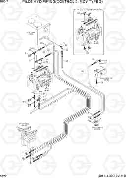 3222 PILOT HYD PIPING(CONTROL 3, MCV TYPE 2) R80-7, Hyundai