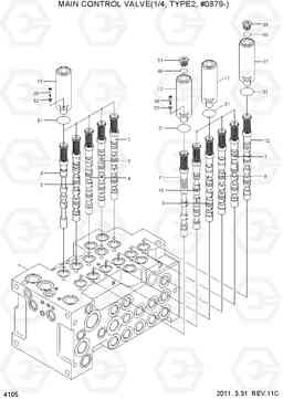 4105 MAIN CONTROL VALVE(1/4, TYPE2, #0879-) R80-7, Hyundai