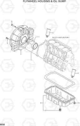 9030 FLYWHEEL HOUSING & OIL SUMP R80-7, Hyundai