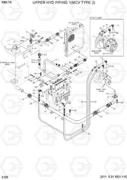 3105 UPPER HYD PIPING 1(MCV TYPE 2) R80-7A, Hyundai