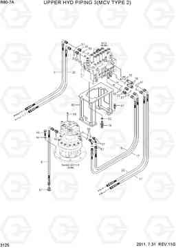 3125 UPPER HYD PIPING 3(MCV TYPE 2) R80-7A, Hyundai