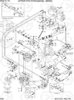 3105 UPPER HYD PIPING(BASE, -#0008) R800-7A FS, Hyundai