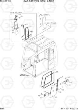 6060 CAB ASSY(5/6, SASH ASSY) R800-7A FS, Hyundai