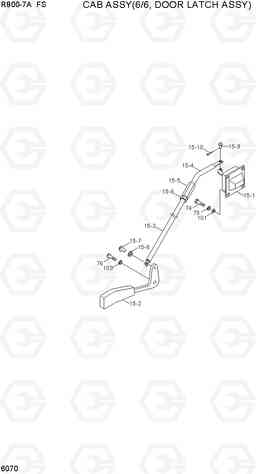 6070 CAB ASSY(6/6, DOOR LATCH ASSY) R800-7A FS, Hyundai