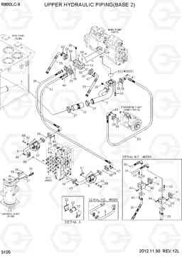 3105 UPPER HYDRAULIC PIPING(BASE 2) R800LC-9, Hyundai