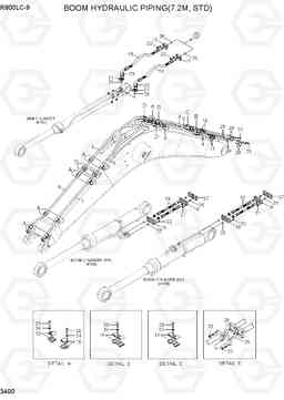 3400 BOOM HYDRAULIC PIPING(7.2M, STD) R800LC-9, Hyundai