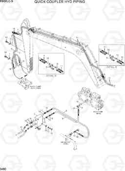 3480 QUICK COUPLER HYD PIPING R800LC-9, Hyundai