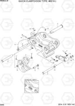 3493 QUICK CLAMP(HOOK TYPE, #0016-) R800LC-9, Hyundai