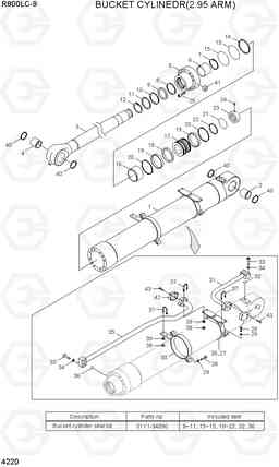 4220 BUCKE TCYLINDER(2.95 ARM) R800LC-9, Hyundai