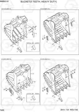 7450 BUCKET(5 TEETH, HEAVY DUTY) R800LC-9, Hyundai