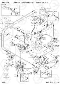 3105 UPPER HYD PIPING(BASE, L/NOISE,-#0103) R800LC-7A, Hyundai