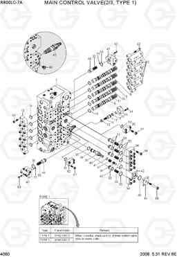 4060 MAIN CONTROL VALVE(2/3, TYPE 1) R800LC-7A, Hyundai