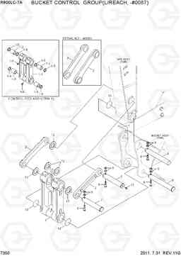 7350 BUCKET CONTROL GROUP(L/REACH, -#0087) R800LC-7A, Hyundai