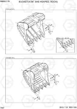 7447 BUCKET(4.5M3 SAE HEAPED, ROCK) R800LC-7A, Hyundai