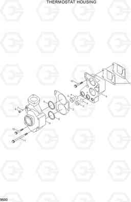 9500 THERMOSTAT HOUSING R800LC-7A, Hyundai