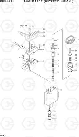 4400 SINGLE PEDAL(BUCKET DUMP CYL) R800LC-9 FS, Hyundai