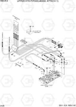 3120 UPPER HYD PIPING(-#0004, ATTACH 1) R80CR-9, Hyundai