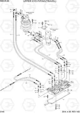 3140 UPPER HYD PIPING(TRAVEL) R80CR-9A, Hyundai