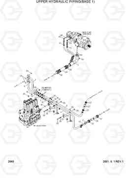 2040 UPPER HYDRAULIC PIPING(BASE 1) R95W-3, Hyundai