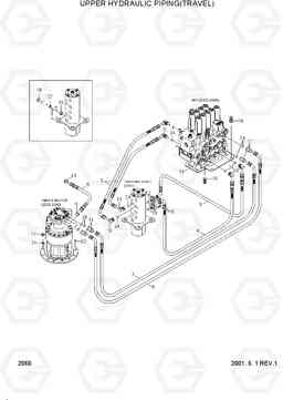 2060 UPPER HYDRAULIC PIPING(TRAVEL) R95W-3, Hyundai