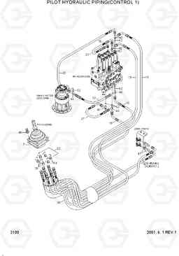 2100 PILOT HYDRAULIC PIPING(CONTROL 1) R95W-3, Hyundai