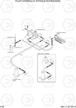 2135 PILOT HYDRAULIC PIPING(4 OUTRIGGER) R95W-3, Hyundai