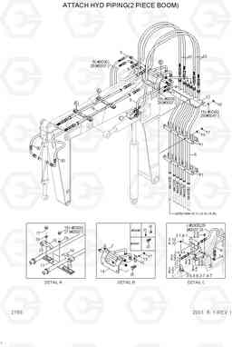 2180 ATTACH HYD PIPING(2 PIECE BOOM) R95W-3, Hyundai