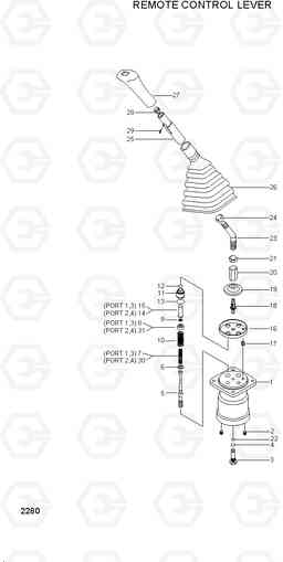 2280 REMOTE CONTROL LEVER R95W-3, Hyundai