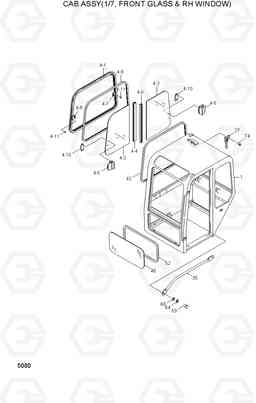 5080 CAB ASSY(1/7, FRONT GLASS & RH WINDOW) R95W-3, Hyundai