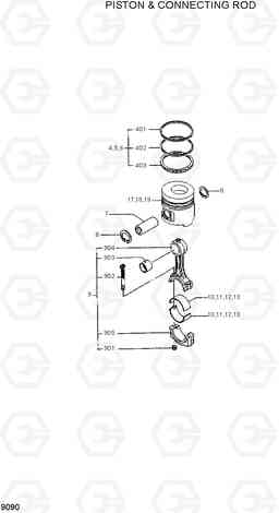 9090 PISTON & CONNECTING ROD R95W-3, Hyundai
