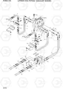 3115 UPPER HYD PIPING 1(ADJUST BOOM) R160LC-9S(BRAZIL), Hyundai