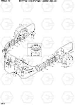 3310 TRAVEL HYD PIPING 1(R160LCD-9S) R160LC-9S(BRAZIL), Hyundai