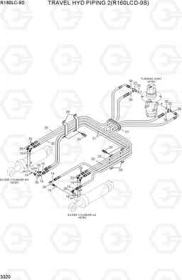 3320 TRAVEL HYD PIPING 2(R160LCD-9S) R160LC-9S(BRAZIL), Hyundai