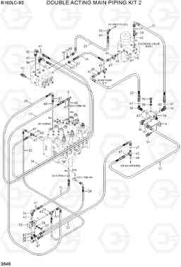 3646 DOUBLE ACTING MAIN PIPING KIT 2 R160LC-9S(BRAZIL), Hyundai