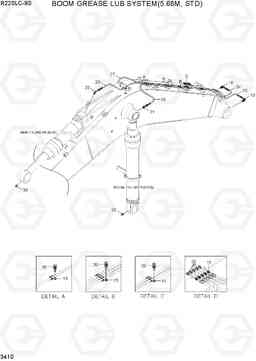 3410 BOOM GREASE LUB SYSTEM(5.68M, STD) R220LC-9S(BRAZIL), Hyundai