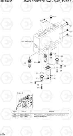 4094 MAIN CONTROL VALVE(4/5, TYPE 2) R220LC-9S(BRAZIL), Hyundai