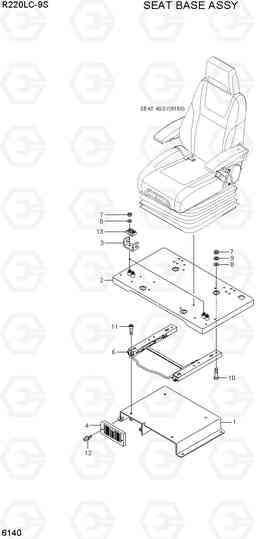 6140 SEAT BASE ASSY R220LC-9S(BRAZIL), Hyundai