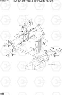 7305 BUCKET CONTROL GROUP(LONG REACH) R220LC-9S(BRAZIL), Hyundai