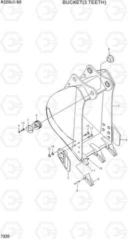 7320 BUCKET(3 TEETH) R220LC-9S(BRAZIL), Hyundai