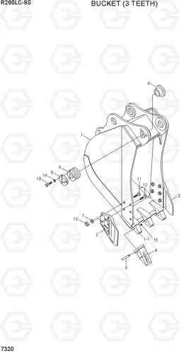 7320 BUCKET (3 TEETH) R260LC-9S(BRAZIL), Hyundai